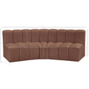Meridian Arc Cognac Vegan Leather 3 pc Modular Sectional IMAGE 11