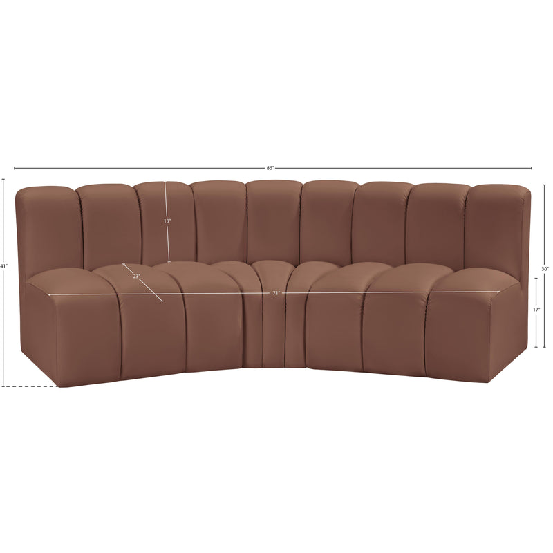 Meridian Arc Cognac Vegan Leather 3 pc Modular Sectional IMAGE 11