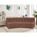 Meridian Arc Cognac Vegan Leather 3 pc Modular Sectional IMAGE 2