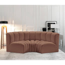 Meridian Arc Cognac Vegan Leather 3 pc Modular Sectional IMAGE 2