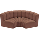 Meridian Arc Cognac Vegan Leather 3 pc Modular Sectional IMAGE 3