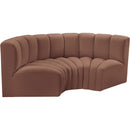 Meridian Arc Cognac Vegan Leather 3 pc Modular Sectional IMAGE 4