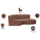Meridian Arc Cognac Vegan Leather 3 pc Modular Sectional IMAGE 12