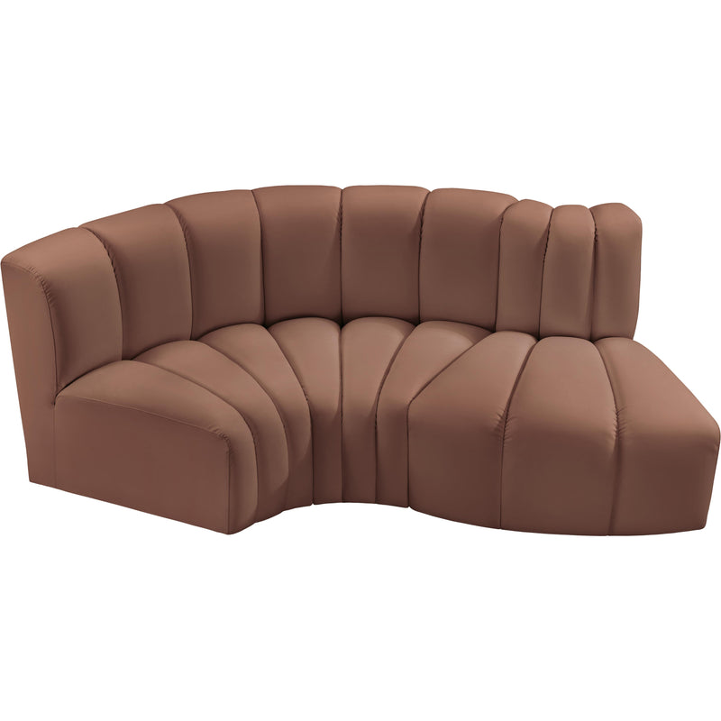Meridian Arc Cognac Vegan Leather 3 pc Modular Sectional IMAGE 3