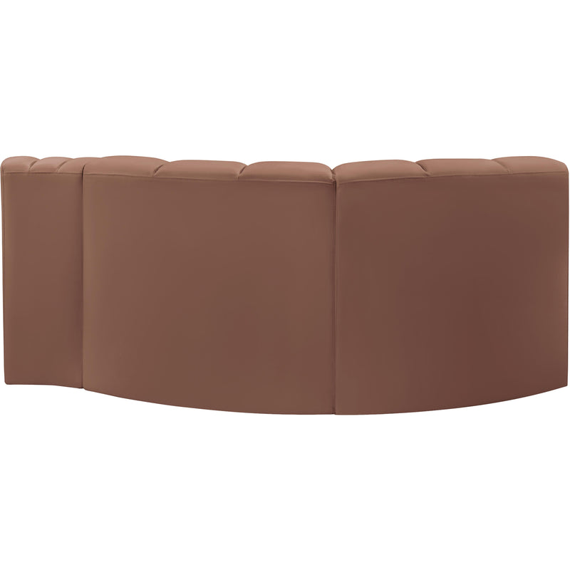 Meridian Arc Cognac Vegan Leather 3 pc Modular Sectional IMAGE 6