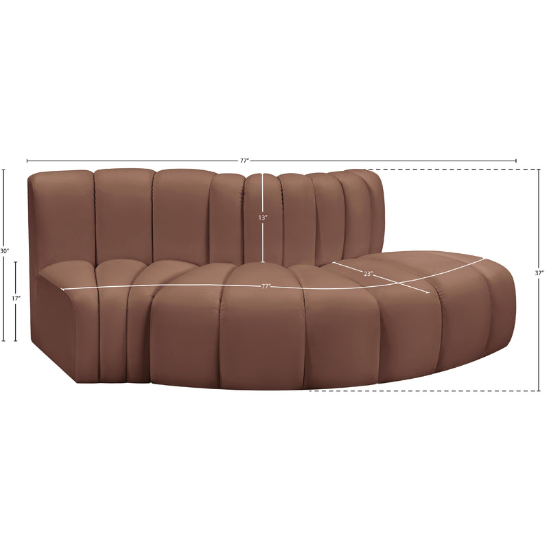 Meridian Arc Cognac Vegan Leather 3 pc Modular Sectional IMAGE 10