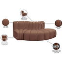 Meridian Arc Cognac Vegan Leather 3 pc Modular Sectional IMAGE 11