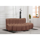 Meridian Arc Cognac Vegan Leather 3 pc Modular Sectional IMAGE 2