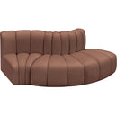 Meridian Arc Cognac Vegan Leather 3 pc Modular Sectional IMAGE 3