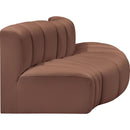 Meridian Arc Cognac Vegan Leather 3 pc Modular Sectional IMAGE 4