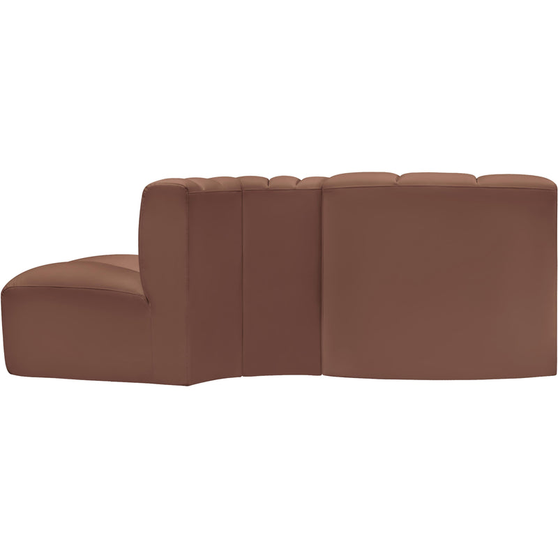 Meridian Arc Cognac Vegan Leather 3 pc Modular Sectional IMAGE 5