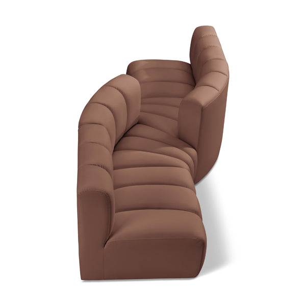 Meridian Arc Cognac Vegan Leather 4 pc Modular Sectional IMAGE 1
