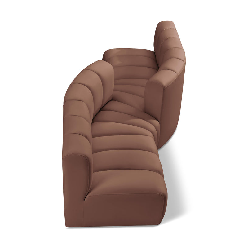 Meridian Arc Cognac Vegan Leather 4 pc Modular Sectional IMAGE 1