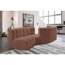 Meridian Arc Cognac Vegan Leather 4 pc Modular Sectional IMAGE 2