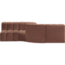 Meridian Arc Cognac Vegan Leather 4 pc Modular Sectional IMAGE 5