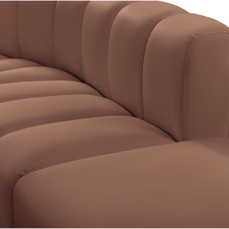 Meridian Arc Cognac Vegan Leather 4 pc Modular Sectional IMAGE 7