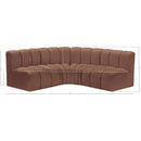 Meridian Arc Cognac Vegan Leather 4 pc Modular Sectional IMAGE 11