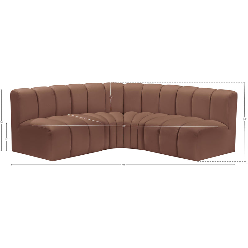 Meridian Arc Cognac Vegan Leather 4 pc Modular Sectional IMAGE 11