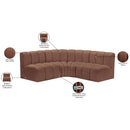 Meridian Arc Cognac Vegan Leather 4 pc Modular Sectional IMAGE 12