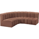 Meridian Arc Cognac Vegan Leather 4 pc Modular Sectional IMAGE 4