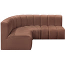 Meridian Arc Cognac Vegan Leather 4 pc Modular Sectional IMAGE 5