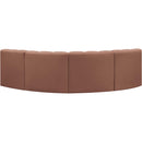 Meridian Arc Cognac Vegan Leather 4 pc Modular Sectional IMAGE 6
