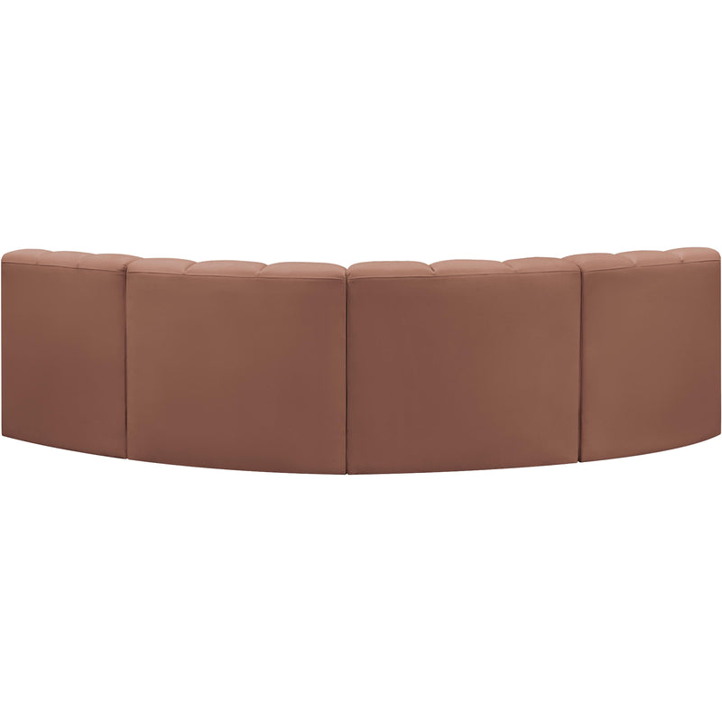 Meridian Arc Cognac Vegan Leather 4 pc Modular Sectional IMAGE 6