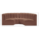 Meridian Arc Cognac Vegan Leather 4 pc Modular Sectional IMAGE 11