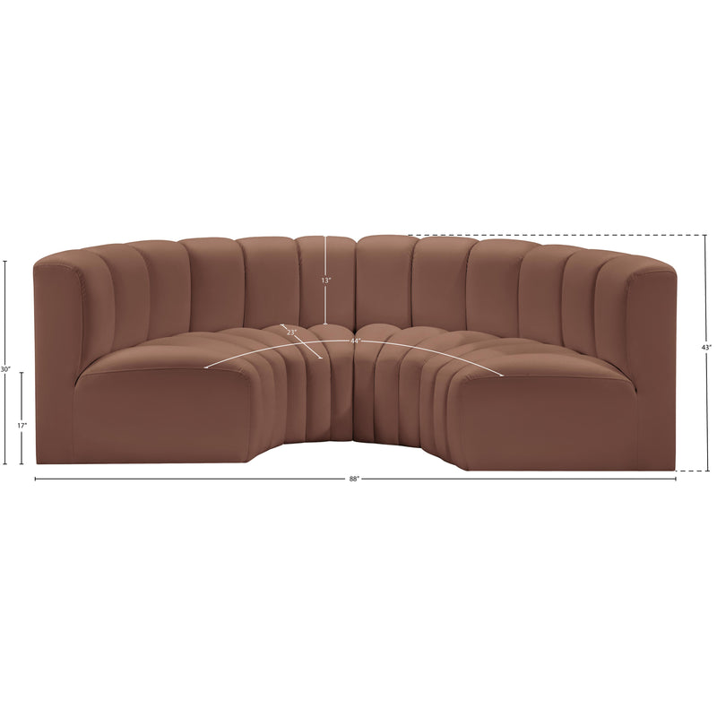 Meridian Arc Cognac Vegan Leather 4 pc Modular Sectional IMAGE 11