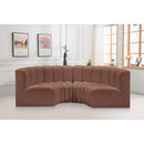 Meridian Arc Cognac Vegan Leather 4 pc Modular Sectional IMAGE 2