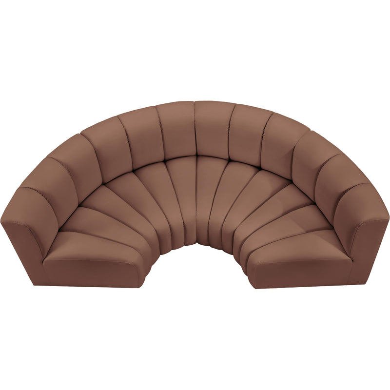 Meridian Arc Cognac Vegan Leather 4 pc Modular Sectional IMAGE 3