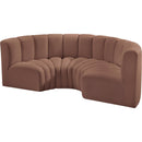 Meridian Arc Cognac Vegan Leather 4 pc Modular Sectional IMAGE 4