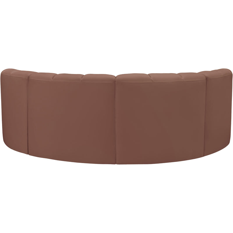 Meridian Arc Cognac Vegan Leather 4 pc Modular Sectional IMAGE 6