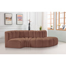 Meridian Arc Cognac Vegan Leather 4 pc Modular Sectional IMAGE 2