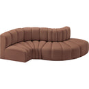 Meridian Arc Cognac Vegan Leather 4 pc Modular Sectional IMAGE 3