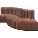 Meridian Arc Cognac Vegan Leather 4 pc Modular Sectional IMAGE 4