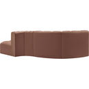 Meridian Arc Cognac Vegan Leather 4 pc Modular Sectional IMAGE 5
