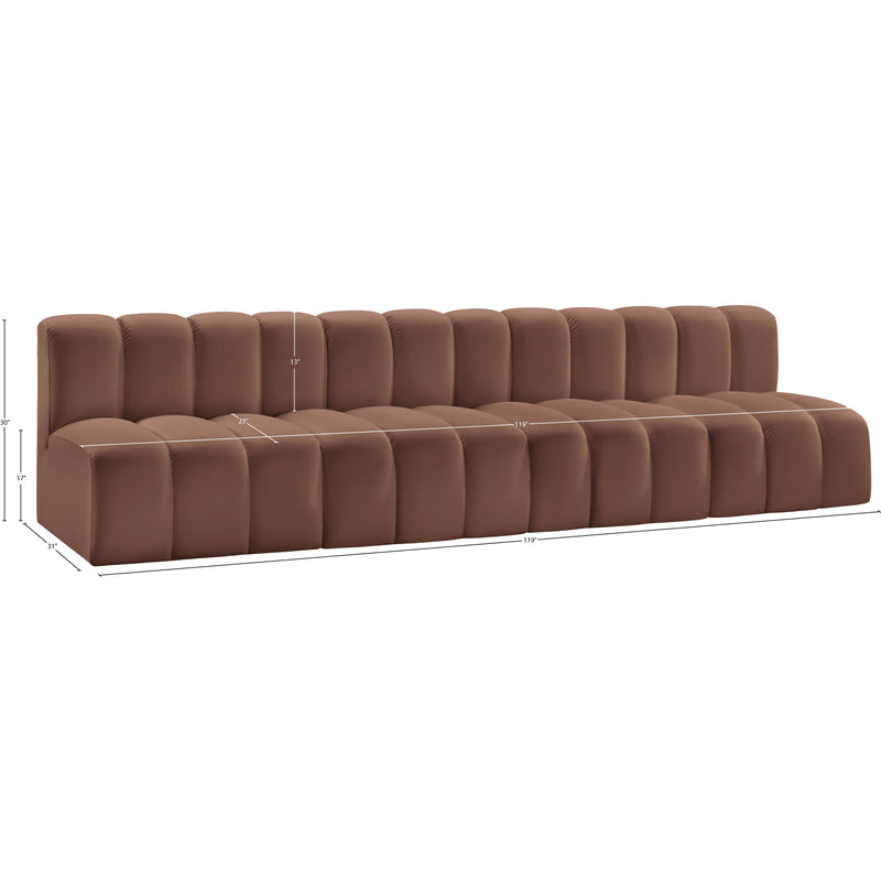 Meridian Arc Cognac Vegan Leather 4 pc Modular Sectional IMAGE 11