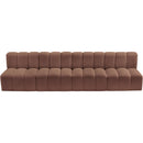 Meridian Arc Cognac Vegan Leather 4 pc Modular Sectional IMAGE 4