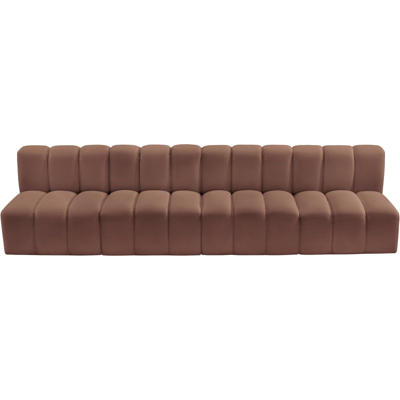 Meridian Arc Cognac Vegan Leather 4 pc Modular Sectional IMAGE 4