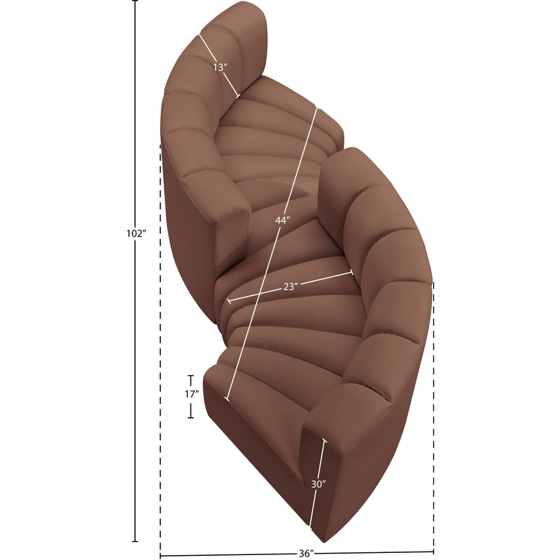 Meridian Arc Cognac Vegan Leather 4 pc Modular Sectional IMAGE 11