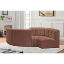 Meridian Arc Cognac Vegan Leather 4 pc Modular Sectional IMAGE 2