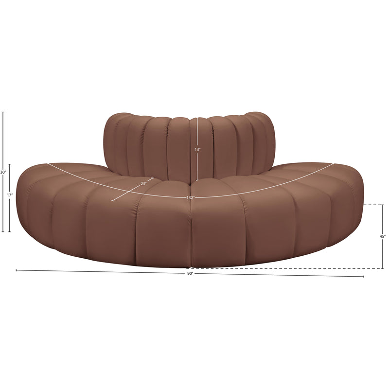 Meridian Arc Cognac Vegan Leather 4 pc Modular Sectional IMAGE 11