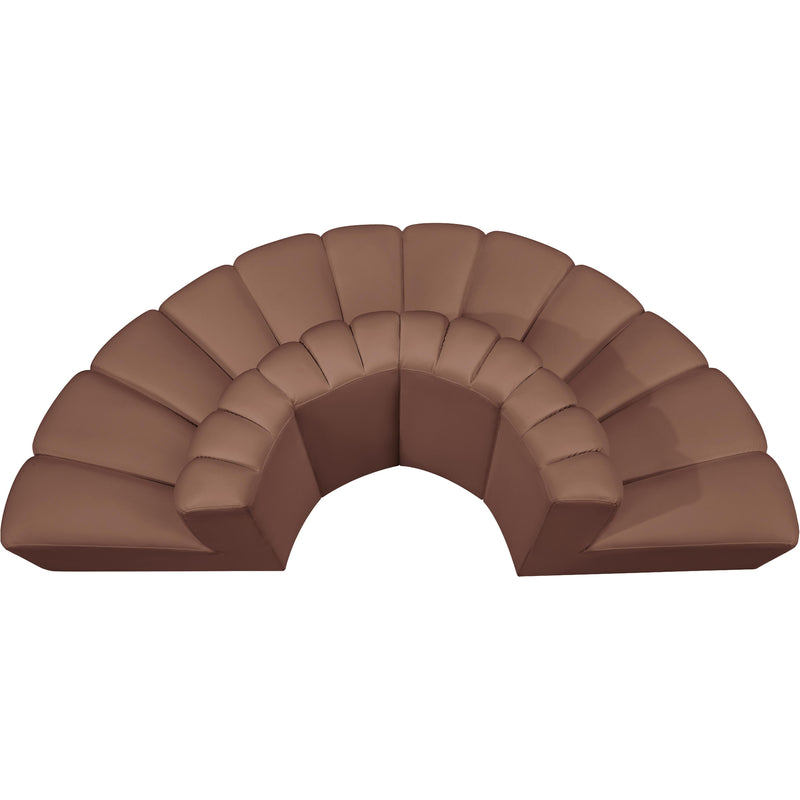 Meridian Arc Cognac Vegan Leather 4 pc Modular Sectional IMAGE 4