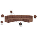 Meridian Arc Cognac Vegan Leather 5 pc Modular Sectional IMAGE 12