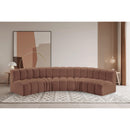 Meridian Arc Cognac Vegan Leather 5 pc Modular Sectional IMAGE 2