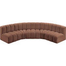 Meridian Arc Cognac Vegan Leather 5 pc Modular Sectional IMAGE 3