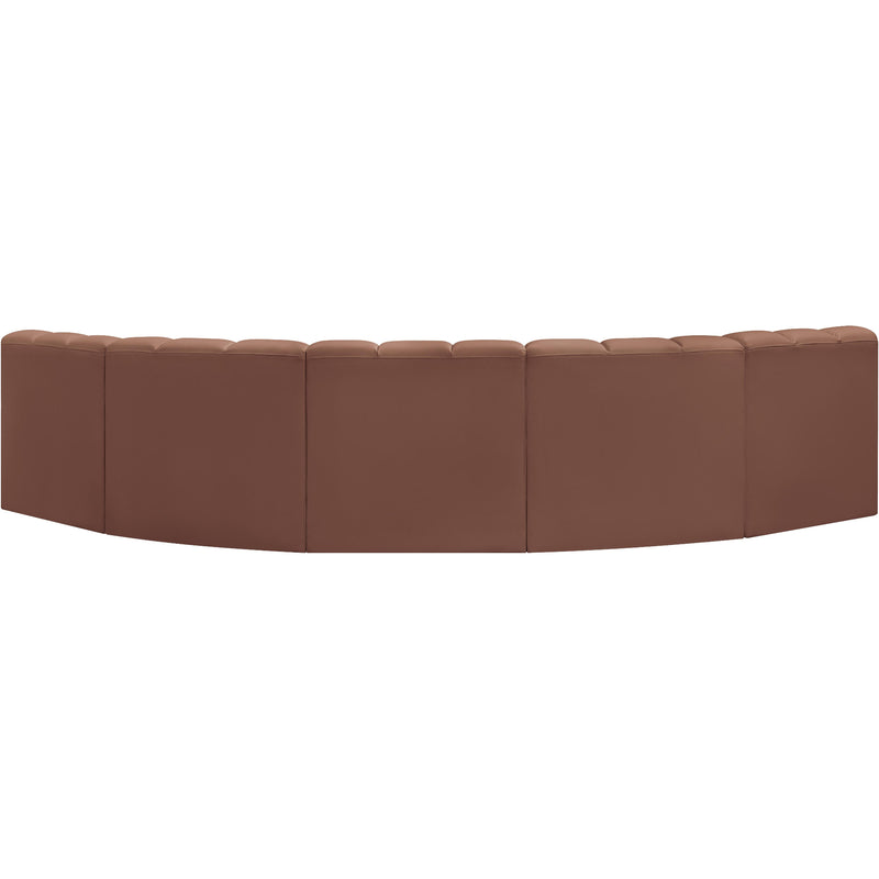 Meridian Arc Cognac Vegan Leather 5 pc Modular Sectional IMAGE 6