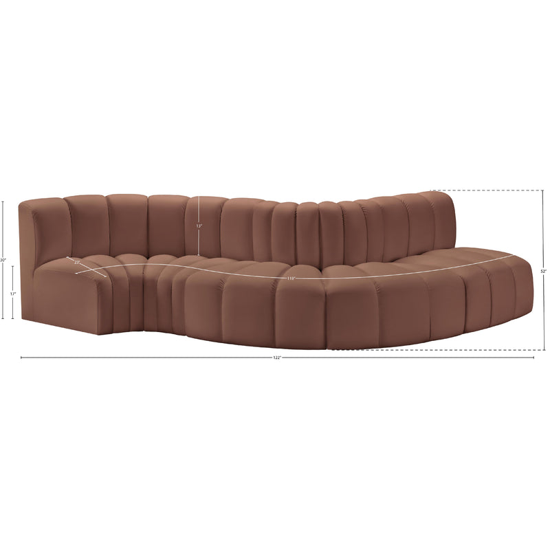Meridian Arc Cognac Vegan Leather 5 pc Modular Sectional IMAGE 11