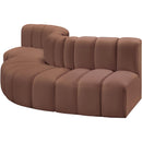 Meridian Arc Cognac Vegan Leather 5 pc Modular Sectional IMAGE 4